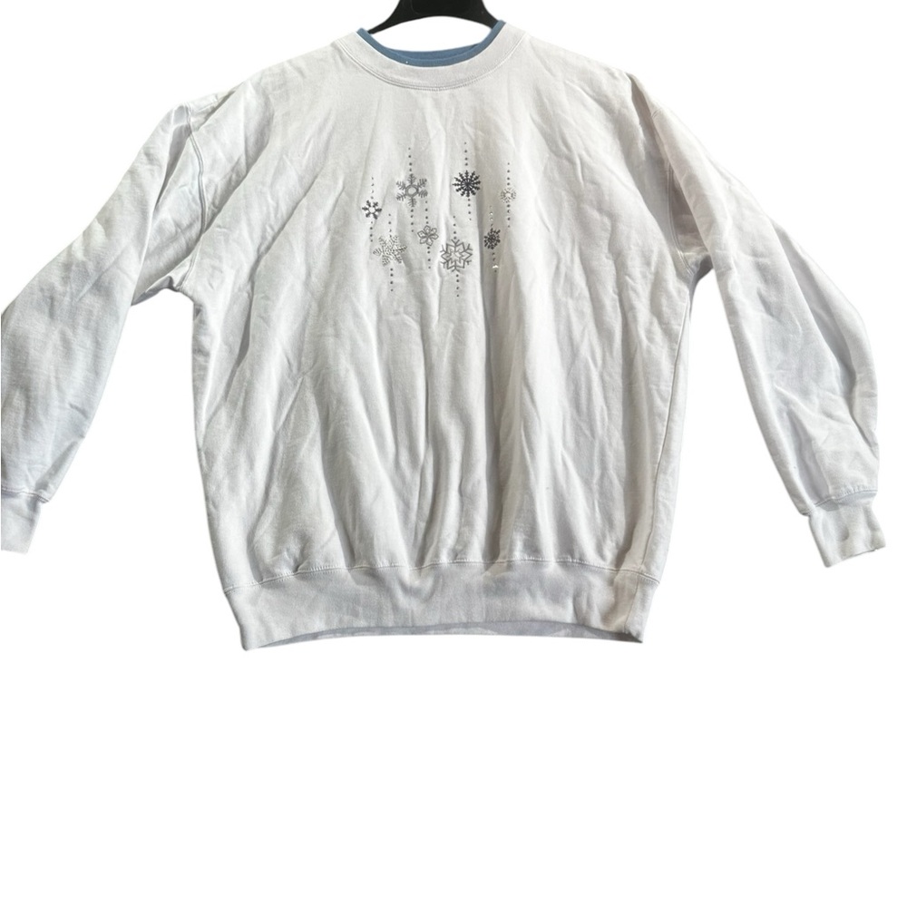 M & C SPORTSWEAR CHRISTMAS SWEATSHIRT WOMENS SNOWFLAKE SZ L
